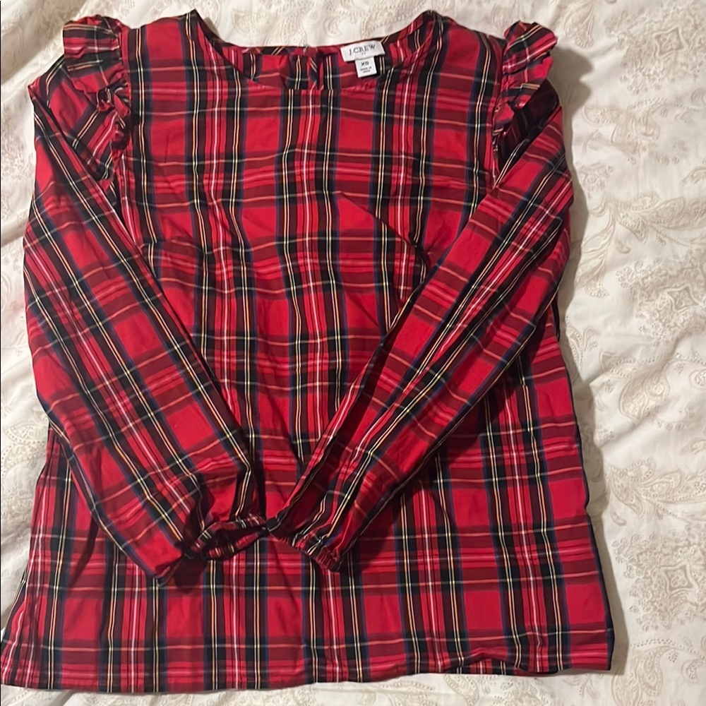 Red Plaid Long Sleeve Top